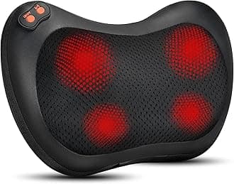 iKristin Back Neck Massager,Shiatsu Massage Pillow with Heat, Deep Tissue Kneading Massagers for Shoulder, Legs, Electric Back Massager for Home & Car