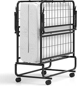 Giantex Folding Bed with Mattress and Top Pillow, Twin Size Portable Guest Beds w/Metal Frame, Storage Pocket, Space-Saving Rollaway Foldable Bed with Memory Foam Mattress for Adults, 75" x 39"
