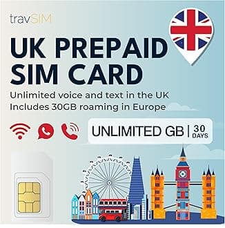 UK SIM Card | Unlimited Mobile Data + Unlimited Calls & Texts | 4G/5G Speed | Works Throughout the UK | SIM Card UK is Valid for 30 Days