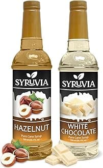 Syruvia Coffee Syrup Variety Pack - Hazelnut & White Chocolate- Gluten-Free, Kosher, 25.4 fl oz Bottles - Enhance Your Coffee Experience with Premium Flavoring Syrups