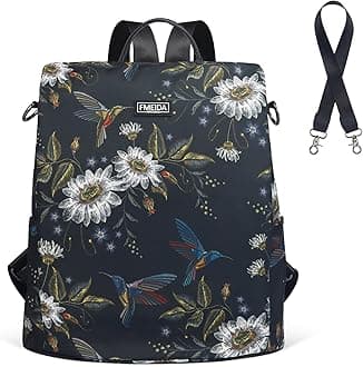 Fmeida Backpack Purse for Women Travel Anti-Theft Backpack Convertible Nylon Daypack with Hidden Back Zipper Opening Hummingbird