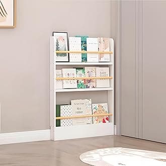 Book Shelf, Behind The Door Bookshelf, Wooden Kids Book Shelf 3/4/5/6 Tier, for Toys and Books, Space-Saving Wall Mount Narrow