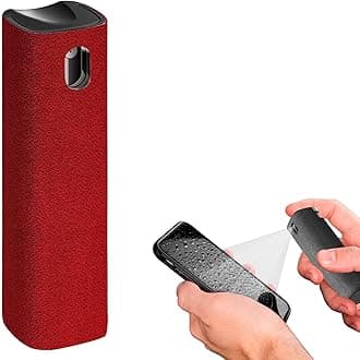 Mini Screen Cleaner Spray – Finger Proof Screen Cleaner for Smartphones, iPads, MacBooks, Laptops, Car Screens, Touchscreens – 3in1 Mist Cleaner, Microfiber Cloth and Protective Cover (Red)