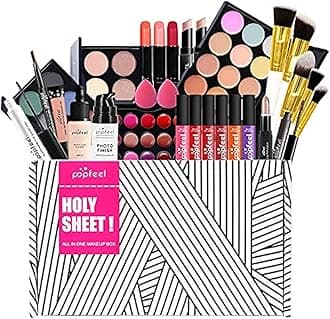 FantasyDay All-in-one Makeup Set Holiday Gift | Full Makeup Kit for Women Essential Starter Bundle Include Eyeshadow Palette Lipstick Blush Cream Concealer Face Powder Eyeliner Mascara Lipgloss Brush