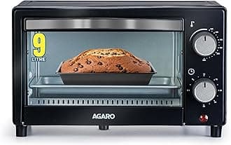 - AGARO Marvel 9L OTG Oven 800W, Compact Toaster Griller for Baking, Toasting & Grilling, Adjustable 100°C-250°C, 30-Min Timer with Ready Bell, Auto Shut-Off, Tempered Glass Door, Bake Pan, Tong & Rack
