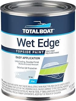 Wet Edge Marine Topside Paint for Boats, Fiberglass, and Wood (Flat Gray, Quart)