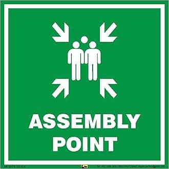 Assembly Point Sign PVC Sticker (8 Inch X 8 Inch)