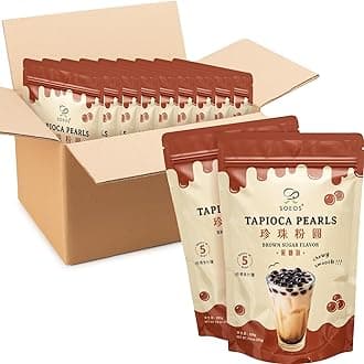 Soeos Boba Pearls, Black Tapioca Pearls 8.8 oz(Pack of 36), Black Sugar Flavor Boba Pearls for Bubble Tea, Smoothies & Desserts – Sweet, Chewy, and Ready to Cook