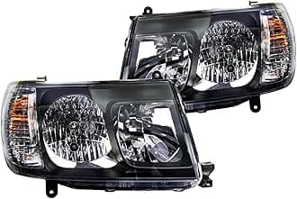 Halogen Headlight Assemblies Compatible with1998-2005 Toyota LandCruiser FJ100 LC100 105 series Black Headlights Left+Right Side Headlamp 81059-60042 81019-60042 Without bulbs