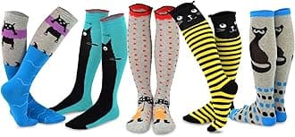 TeeHee Crazy Fun Silly Funky Girls Socks Novelty Knee High and Crew for Women Multipair Cotton