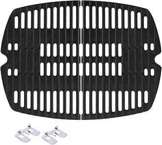 7645 Cooking Grid Grates for Weber Q200, Q220, Q2000, Q2400 Gas Grills, 53060001,BBQ Accessories for Weber Baby Q, Matte Cast Iron,2 Pack