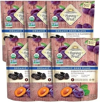 Soft Organic Prunes - 6 Bags (30 Individual Portion Packs) | No Preservatives, No Sugar Added | Healthy, Convenient Dried Plums Snack Packs | ORGANIC, NON-GMO, VEGAN, HALAL, KOSHER