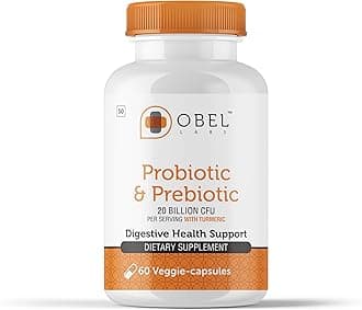 obel Probiotic & Prebiotic Supplement Digestive Health Support | with Turmeric | 20 Billion CFU per Serving