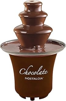 Nostalgia 3 Tier Electric Chocolate Fondue Fountain Machine for Parties - Melts Cheese, Queso, Candy, and Liqueur - Dip Strawberries, Apple Wedges, Vegetables, and More - 8-Ounce - Brown