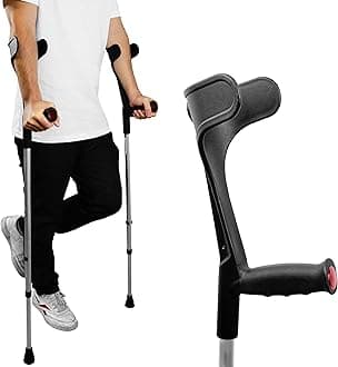 PEPE Mobility Forearm Crutches for Adults (x2 Units) Open Cuff, Adjustable Height, Aluminium, Lightweight Elbow Crutches, Made in Europe