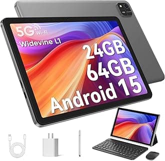 - Android 15 Tablet 10.1 inch Tablet 2025 Latest Tablets with Keyboard Mouse 24GB+64GB 2TB Expand 6000mAh Octa-Core Processor Dual Camera WiFi 1280x800 IPS 18W Fast Charging (Black)