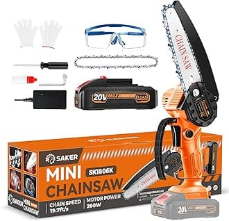 Saker Mini Chainsaw|6 Inch Chainsaws[2025 Upgraded]|Mini Cordless Electric Chain Saw|Small Handheld Portable Chain Saws Battery Powered Saws for Tree Trimmer and Garden,Gifts for Men