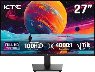 KTC27 inch Monitor - 1080P Monitor, 100Hz FreeSync Gaming Monitor with HDR10,VESA Mountable, Adjustable Tilt, ZeroFrame Design, HDMI,VGA,Earphone Ports, PC Monitor Work Monitor for Office