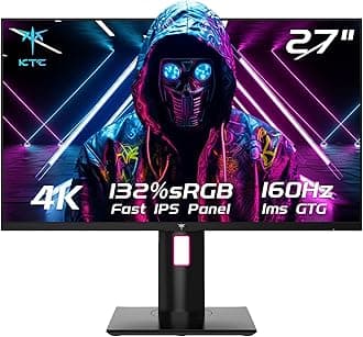27" 4K UHD 144Hz Gaming Monitor - Fast IPS Panel 160Hz 1ms GTG, HDR400 132% sRGB, HDMI2.1/DP1.4, VESA Mount, Height/Tilt/Pivot/Swivel Stand, Vertical Monitor Ideal for Gamers, Designers