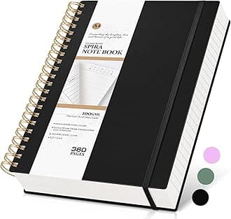 Spiral Notebook Journal College Ruled 8.5''x 11'', 360 Pages Lined Thick Journals for Women Men, A4 Large Writing Spiral Journal with 100GSM Paper, Spiral Notebooks for Work, School Black