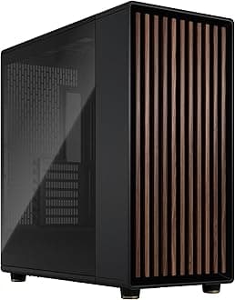 North XL Charcoal Black Mid Tower PC Case– Dark Tempered Glass, Walnut Wood, High Airflow EATX Chassis, USB Type-C, 3x140mm PWM Fan, Liquid Cooler Support Gaming Cabinet (FD-C-NOR1X-02)