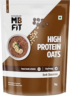 Fit High Protein Oats (Dark Chocolate, 1kg) | 22g Protein | Breakfast Cereals for Weight Management