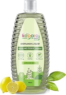 - Koparo Organic Dishwash Liquid | 750ml | Lime And Basil Fragrance | Natural, Plant Based & Eco-Friendly | Removes Tough Grease, Soft on Hands | Baby & Pet Safe