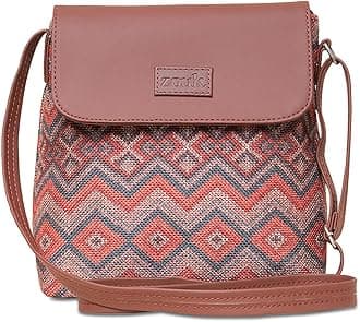 ZOUK Flap Sling Bag | Crossbody Bags for Women | Women's Handbags | Stylish | Vegan Leather Evening Bag | Travel & Office Use | Purse and Wallet | Gwalior Weaves Print