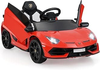 Maxmass 12V Kids Electric Ride on Car, Battery Powered Licensed Lamborghini Toy Car with Remote Control, LED Lights, Music, MP3, Spring Suspension, Children Electric Vehicle for 3+ Years Old (Red)