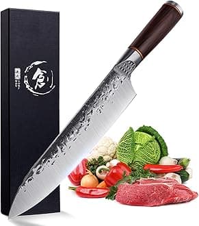 Chef's Knife 8" Professional Handmade Forged Kitchen Knives Germany Steel Butcher Meat Vegetable Cleaver Cooking Knifes for Restaurant,Family, BBQ or Camping