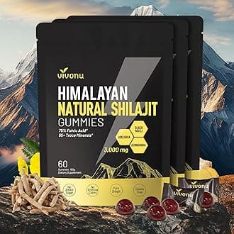 Shilajit Gummies with Ashwagandha & Gokshura | 85+ Trace Minerals & Fulvic Acid | Organic, Non-GMO Micronutrient Supplement for Men & Women | 100% Pure & Natural(3000mg / 3 Bag)