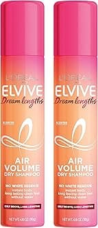 Elvive Dream Lengths Air Volume Dry Shampoo Instantly Absorbs Oil, Long-Lasting Clean Feel, No White Residue, Instant Body, Sulfate, Paraben, Dye, Silicone Free Pack of 2, 8.32 oz