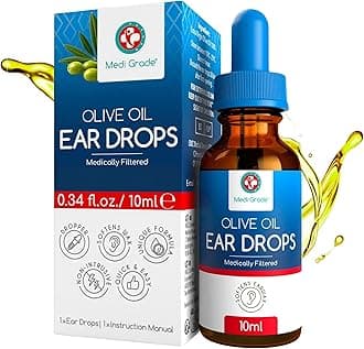 Olive Oil Ear Wax Remover Drops - 100% Pure, 10ml Bottle - Softens & Removes Wax, Sterile, 1 Count