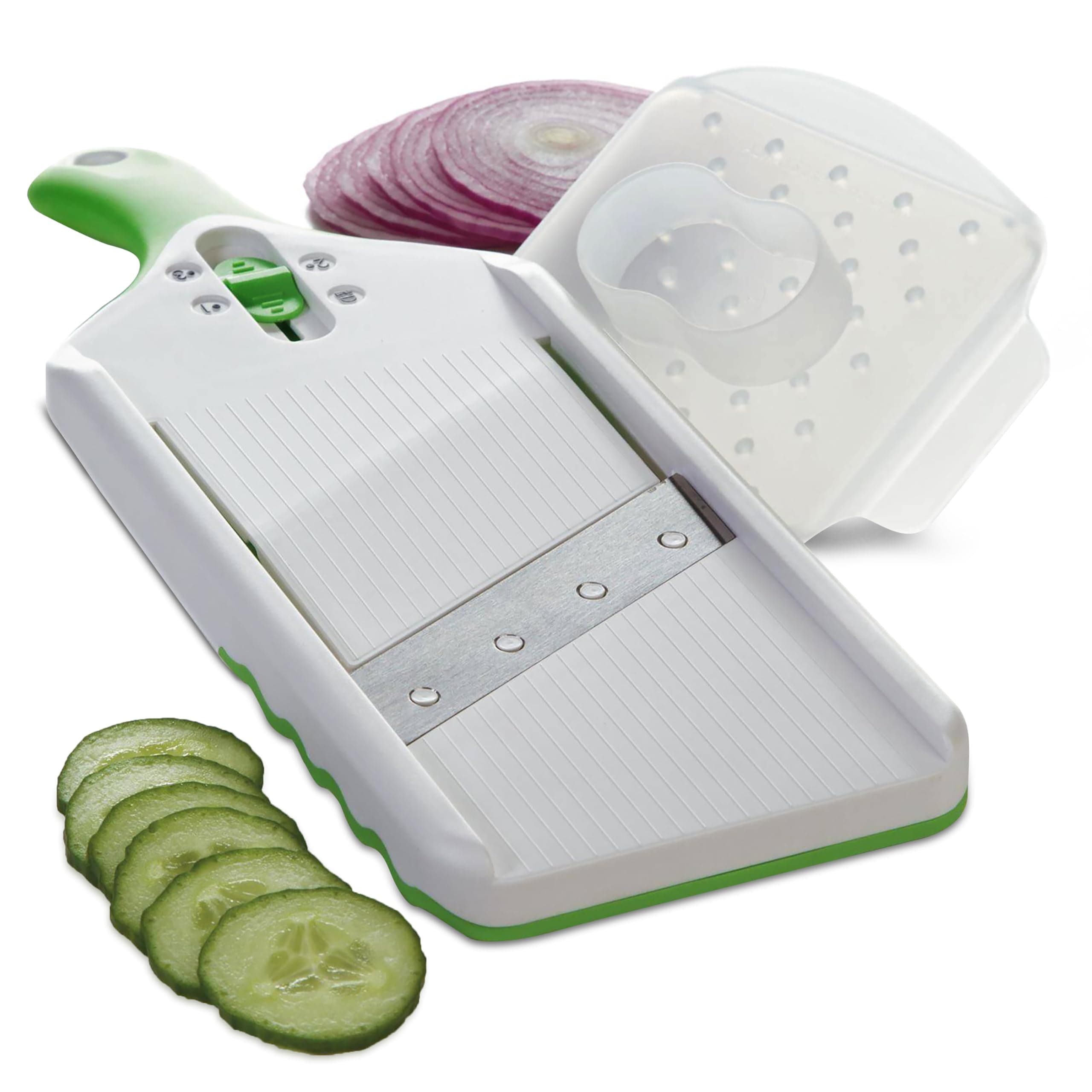 Adjust-A-Slice Mandoline Slicer, Green – Adjustable Thickness, Perfect for Vegetables, Fruits, and More