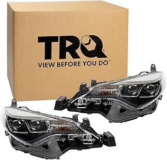 TRQ Headlight Assembly Set Headlights Driver & Passenger Side Compatible with 2017-2019 Toyota Corolla TO2502250 TO2503250