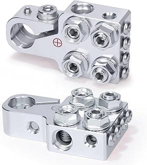 12-Way Lead Acid Battery Terminal Connectors, AGM Post Terminal Ends Battery Post Terminal Ends, Battery Terminal Clamps 8AWG up to 4/0(XL) AWG Gauge, Positive & Negative for SAE/DIN/EN