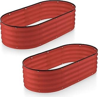 Galvanized Raised Garden Beds Outdoor // 4×2×1 ft (2-Pack) Planter Raised Beds for Gardening, Vegetables, Flowers // Large Metal Garden Box (Red) // Patented Tool-Free Design