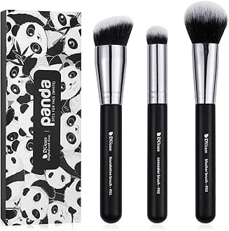 3PCS Face Base Makeup Brush Kit - For Foundation, Concealer, Blusher Powder, Works With Liquid, Cream & Powder Products, 100% Vegan Soft Dense Bristles, Travel Essential Makeup Brushes (Black)