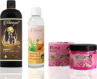Mariyas Herbal Mariyas Natural Hair Oil 200ml,Honey Aloevera Shampoo 200ml & Gel (Rose petal)