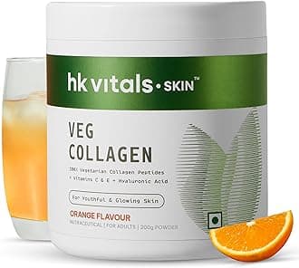 - hk vitals Veg Collagen Supplement Powder (Orange, 200g) | Collagen Peptides with Vitamin C, E | For Healthy Skin, Hair & Nails
