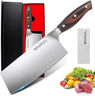 8 Inch Chef Knife, Sharp Chinese Chef Knife Professional Kitchen Knives, High Carbon German Stainless Steel Japanese Chopping Cooking Vegetable Knife Ergonomic Handle Gift for Men Women
