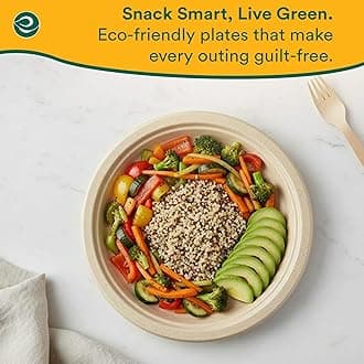 ECO SOUL 100% Compostable 10 Inch Paper Plates 500 [4x125 Pc] Disposable Bulk Party Plates I Heavy Duty Eco-Friendly Sturdy Dinner, Wedding, Event Plates I Biodegradable Unbleached