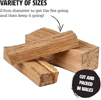 Gwernyfed Wood Small Pizza Oven Logs. Kiln Dried Oak 15cm Long Enhance Your Pizza Experience with Premium Hardwood Pizza Oven Logs - Hand Packed in Wales for Optimal Flavour - 4.5KG (1 Box)