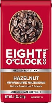 Eight O'Clock Whole Bean Coffee, Hazelnut, 11 Ounce (Pack of 6)