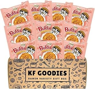 Korean Ramen Variety Pack Gift Box (10 Count) – Spicy Buldak Noodle Assortment for Birthdays, College Care Packages, Office Snacks, and Gift Baskets