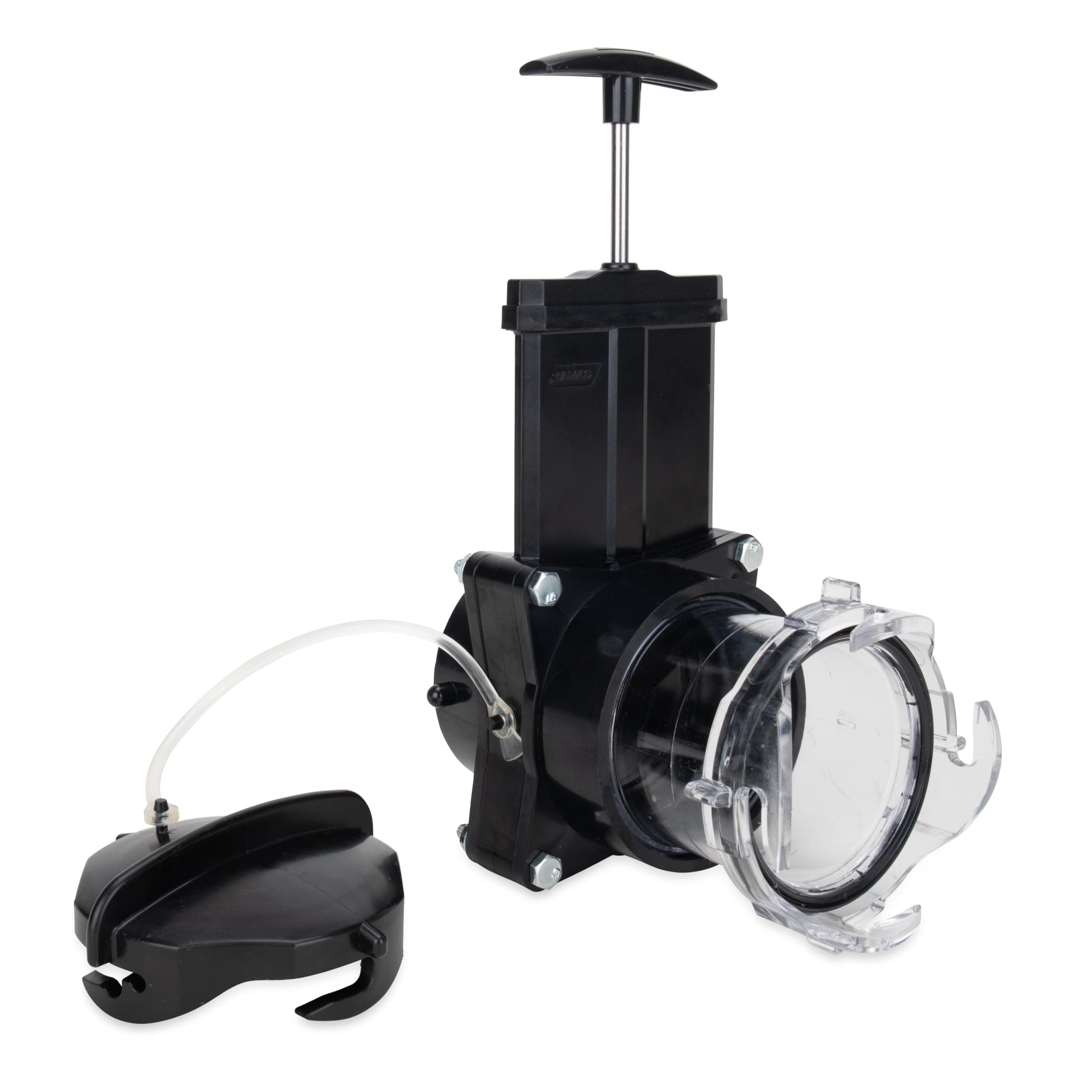 Camper/RV Gate Valve - Features Built-In 3.5-Inch Clear Adapter & 4 Bayonet Prongs - Fits 3-Inch Sewer Fittings & Connects Easily to RV Drain Pipe (39053)