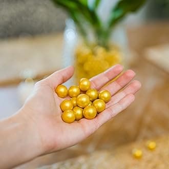 Galashield Gold Marbles for Vases | Glass Marbles Bulk Vase Fillers | Glass Beads for Vases, Round Marble 1lb, (Approx. 80 pcs)