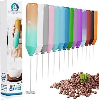 New England Stories Powerful Milk Frother Handheld Foam Maker, Mini Whisk Drink Mixer for Coffee, Cappuccino, Latte, Matcha, Hot Chocolate, No Stand, Meadow