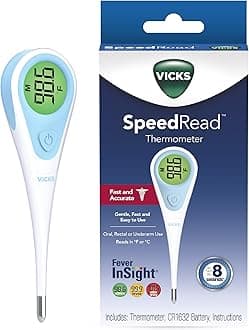 Vicks SpeedRead Digital Thermometer for Baby, Kids & Adults, Color-Coded Readings, Oral, Baby Rectal Thermometer or Under The Arm, Water Resistant
