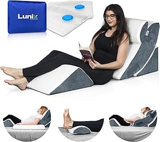 LX5 4-Piece Support for Shoulder & Upper Body Rest, Orthopedic Bed Wedge Pillow Set, Elevated Memory Foam for Post-Op Recovery & Sleep Comfort, Arctic Navy